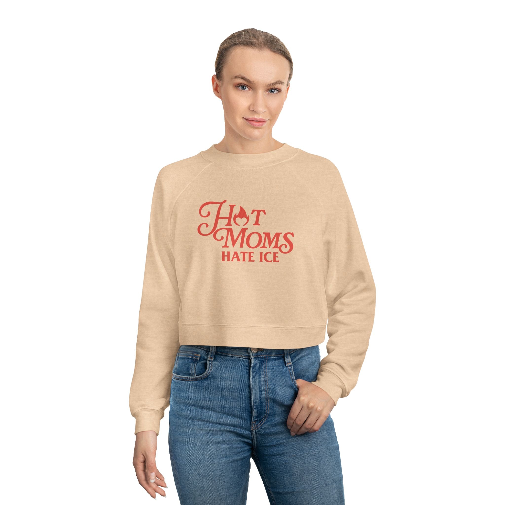 Hot Moms Hate Ice Retro Cropped Pullover